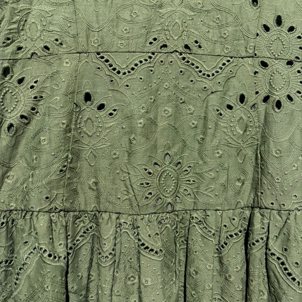 House of Harlow 1960 NWT Olive Green Eyelet Midi Dress Cottagecore Praire Size 4 - Picture 9 of 12